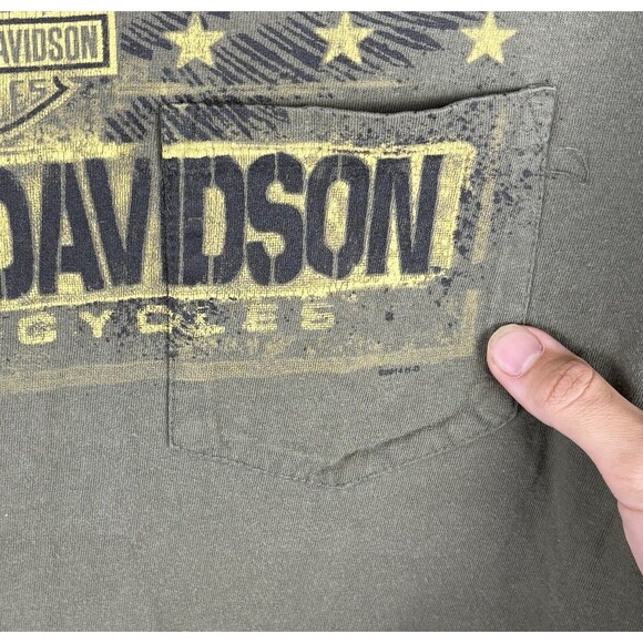 Y2K Harley Davidson Graphic Pocket T - Shirt / Green / Size Large - Picture 7 of 7